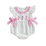 Infant Baby Girl Summer Outfits Ballet Shoes Bow Short Sleeve Romper Smocked Bodysuit Bubble Clothes