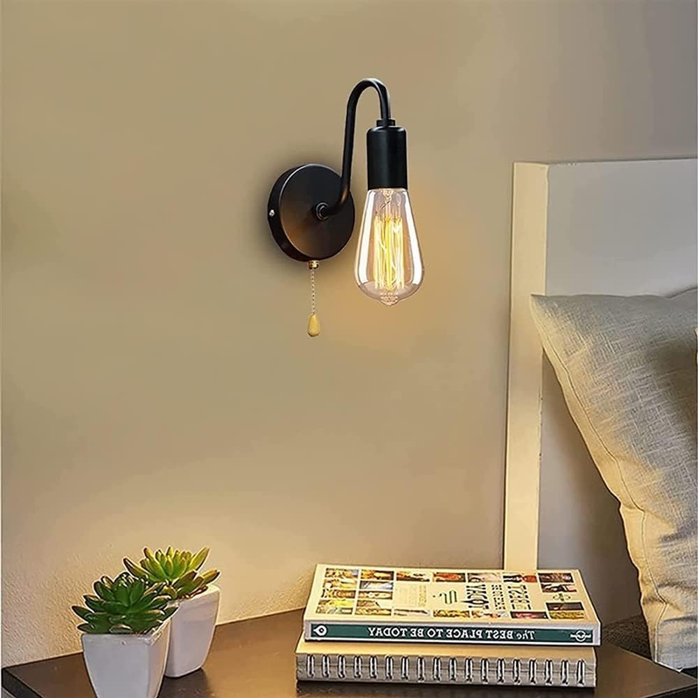 Kinkiet Wewnętrzny Z Przełącznikiem, Loft Metal Retro Kinkiety Przemysłowe E27 Kinkiety Ścienne Mosiężna Głowica Lampa Ścienna, Światło Led, Kawa