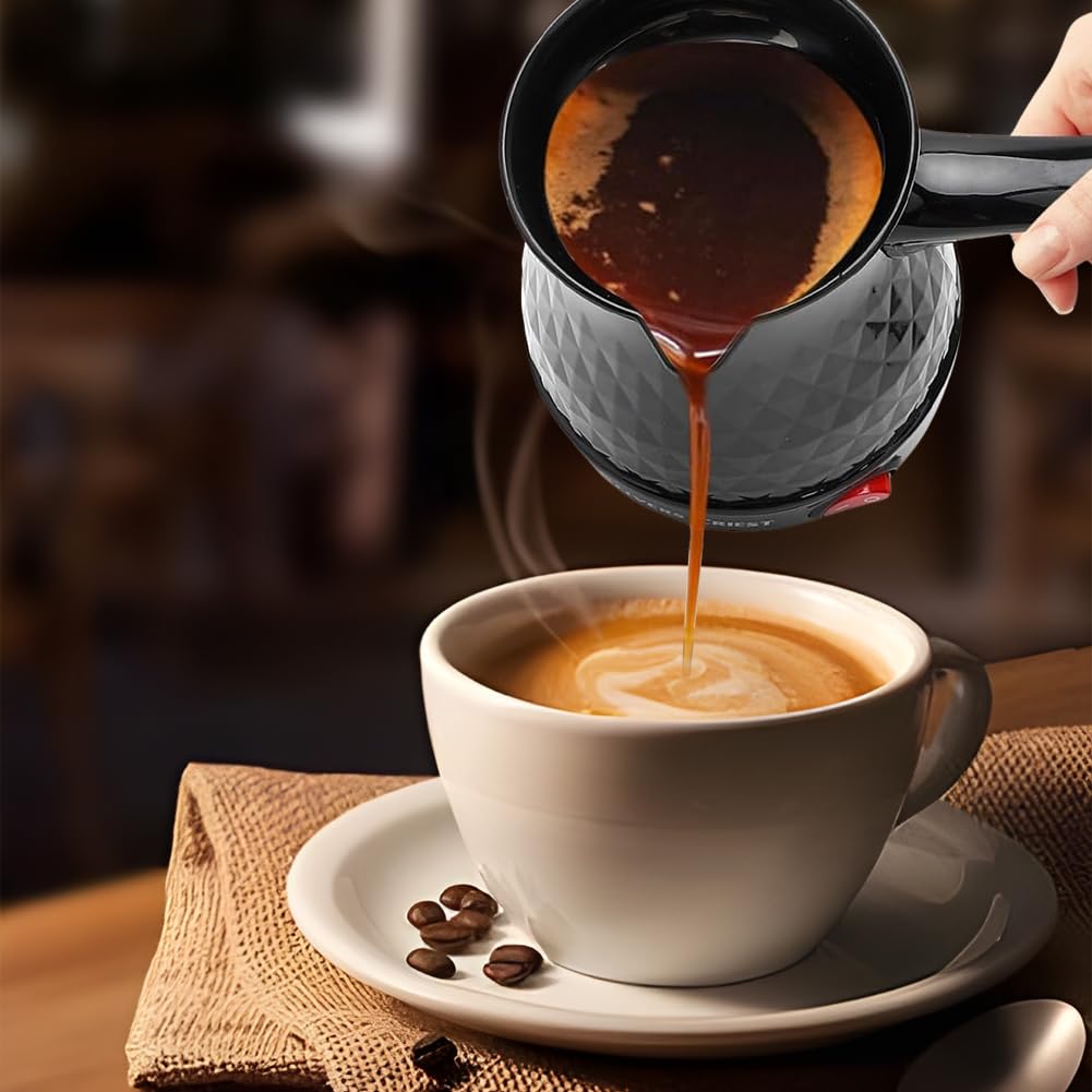 DASIAUTOEM Elektrische Kaffeekanne, Türkischer Kaffeekocher 500ML, Mokka Kaffeekannemit Griff, Espressokanne, Portable Kaffeekocher Haus Büro Reisen Hotel