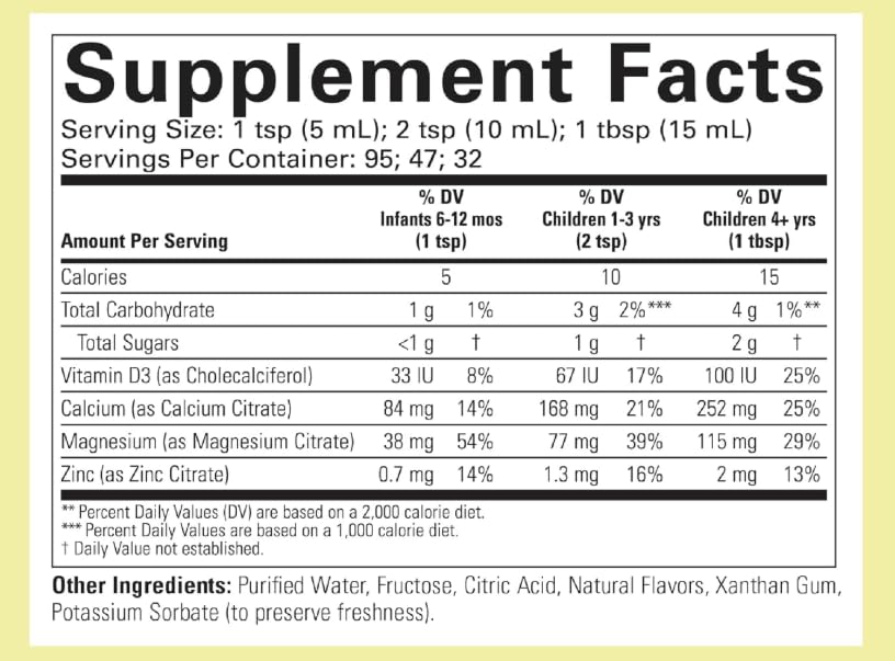 Calcium liquide au magnésium pour enfants au goût d'orange 473 ml