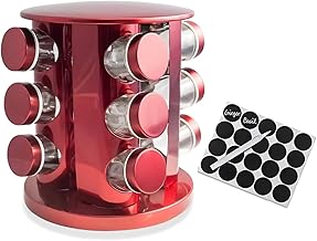 Porta Tempero Mantimentos Giratório Cozinha Inox 12 Potes (VERMELHO)