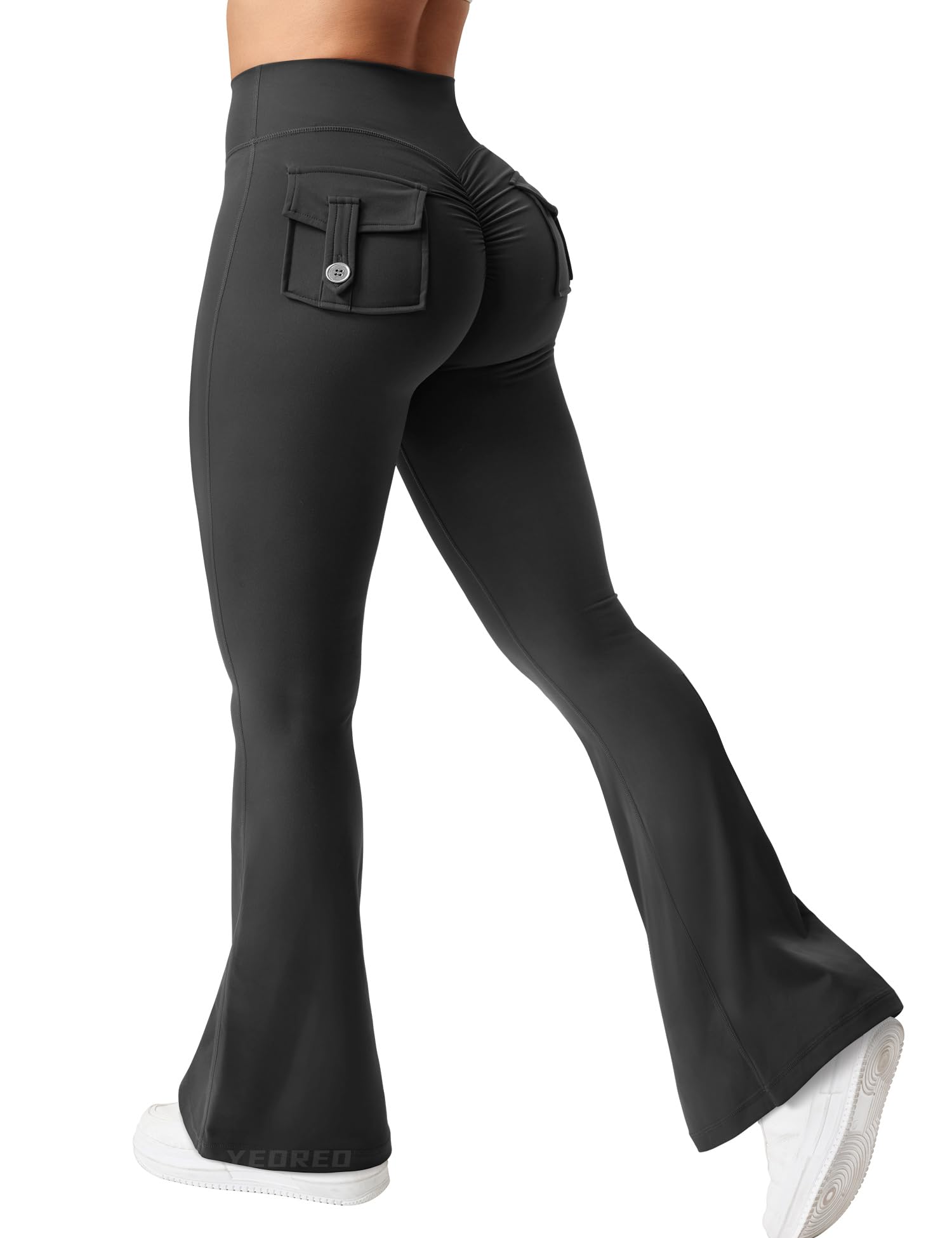 YEOREO CoreFlex Flare Leggings with Pockets for Women Scrunch Workout Leggings Butt Lifting Gym Yoga Pants