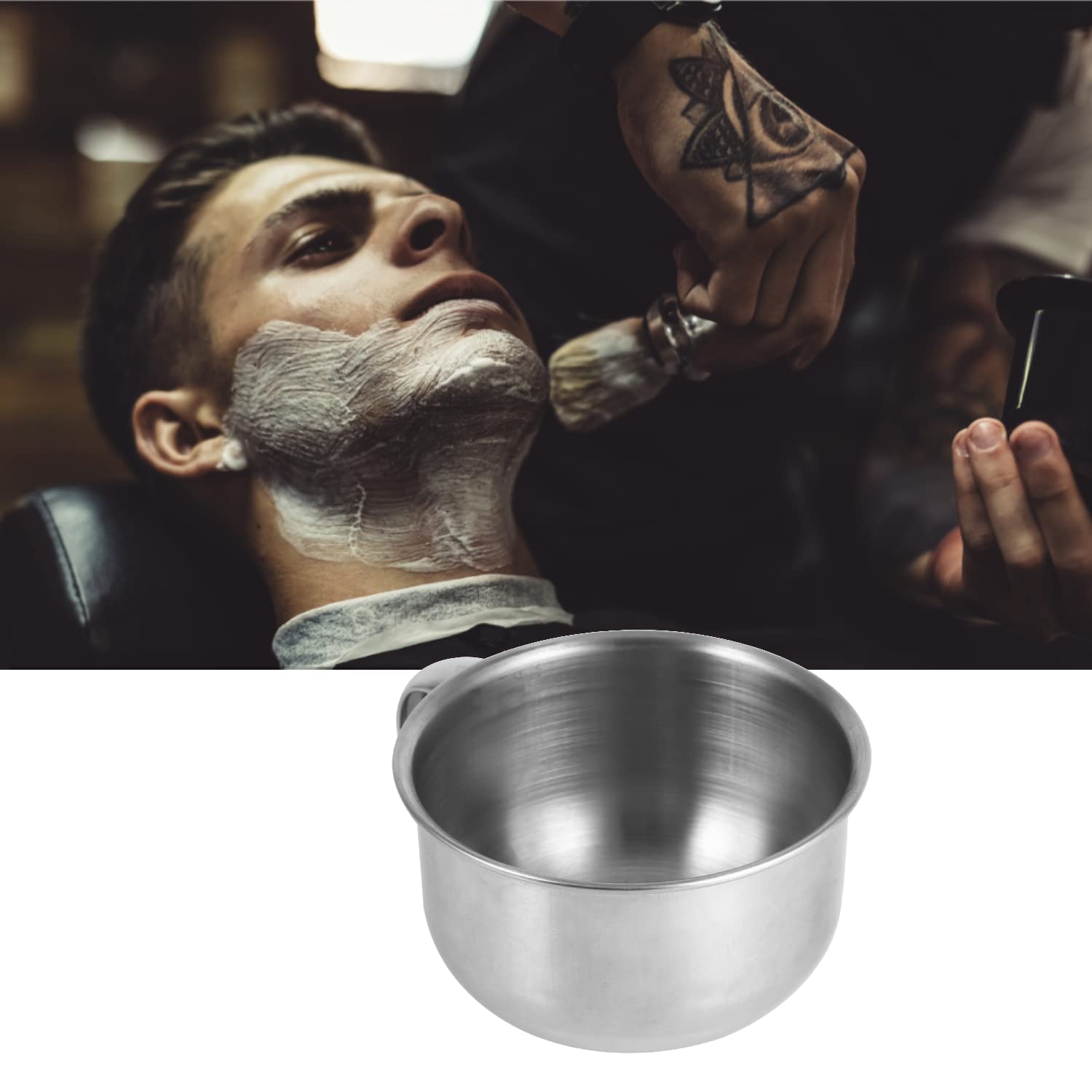 Bol à Savon à Raser En Acier Inoxydable - Pour Rasage Traditionnel - Argent - Neuf