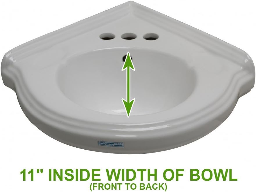 New Arrivals Portsmouth 22 W Corner Wall Mount Bathroom Sink White Heavy Duty Ceramic Bowl With Overflow, Bracket And Backsplash Grade A Porcelain Space Saving Sink Renovators Supply Manufacturing Best Deal Cheap 🛒 Portsmouth 22 W Corner Wall Mount Bathroom Sink White Heavy Duty Ceramic Bowl With Overflow, Bracket And Backsplash Grade A Porcelain Space Saving Sink Renovators Supply Manufacturing