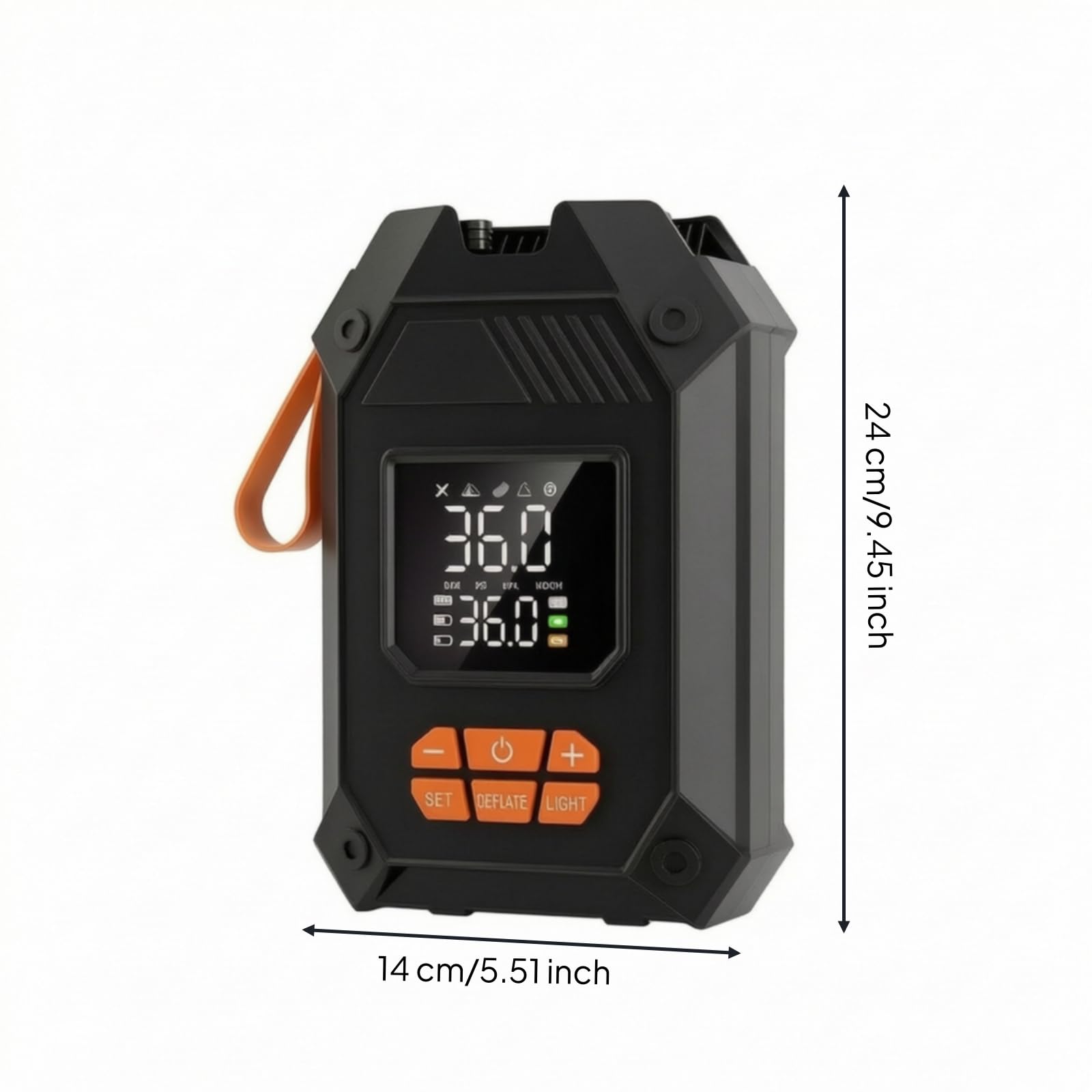 Gonfiatore Portatile con Display Digitale Gonfiatore Elettrico Portatile Automatico Pompa Elettrica con Ugelli per Campeggiatori, Sportivi, Campeggio, Array, Nero, 104 Con Cavo Nero