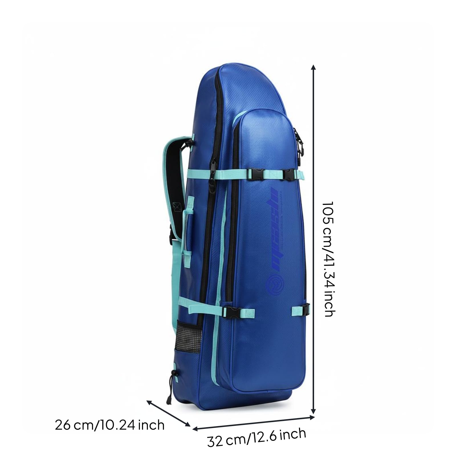 Zaino Pinna Lunghe Cinture di Compressione Zaino Porta Attrezzatura Immersione Struttura Liscio Strutturato Borsa Pinna Lunghe, Blu, Blu, 80 Litri