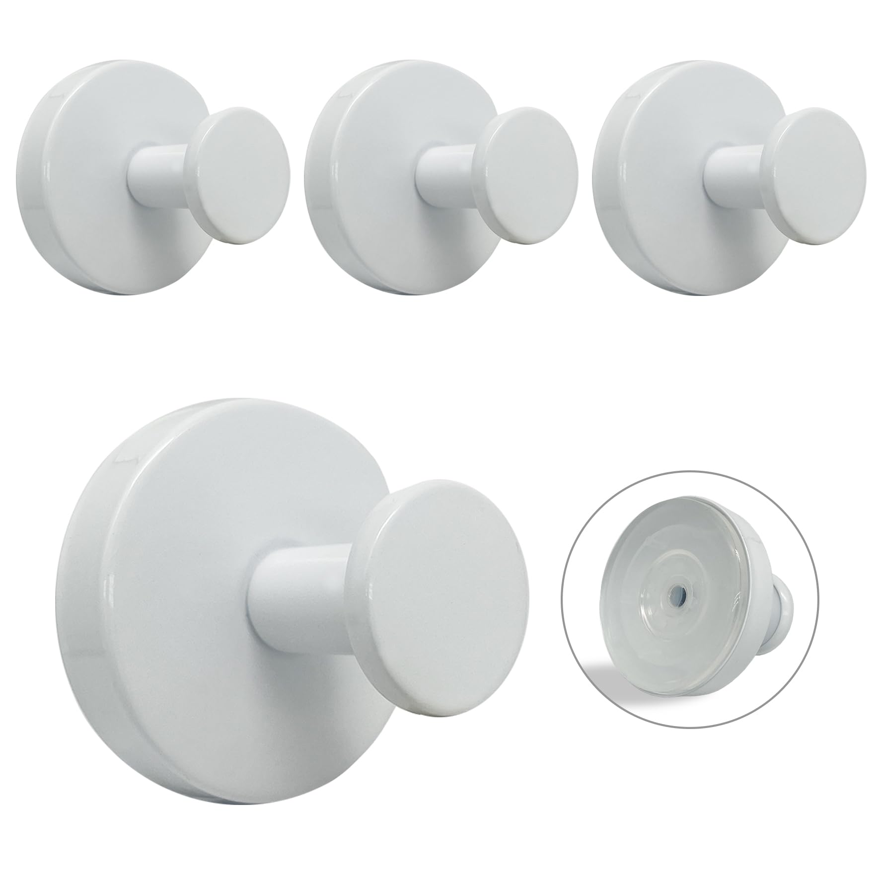 Welsa Suction Cup Hooks for Shower - 4 Pack, White - Stainless Steel, Strong Suction, No Drill, Removable Hanger, Tile Bathroom Kitchen Wall, Glass Door, Mirror Hook Hanging Robe, Towel Holder — image 1