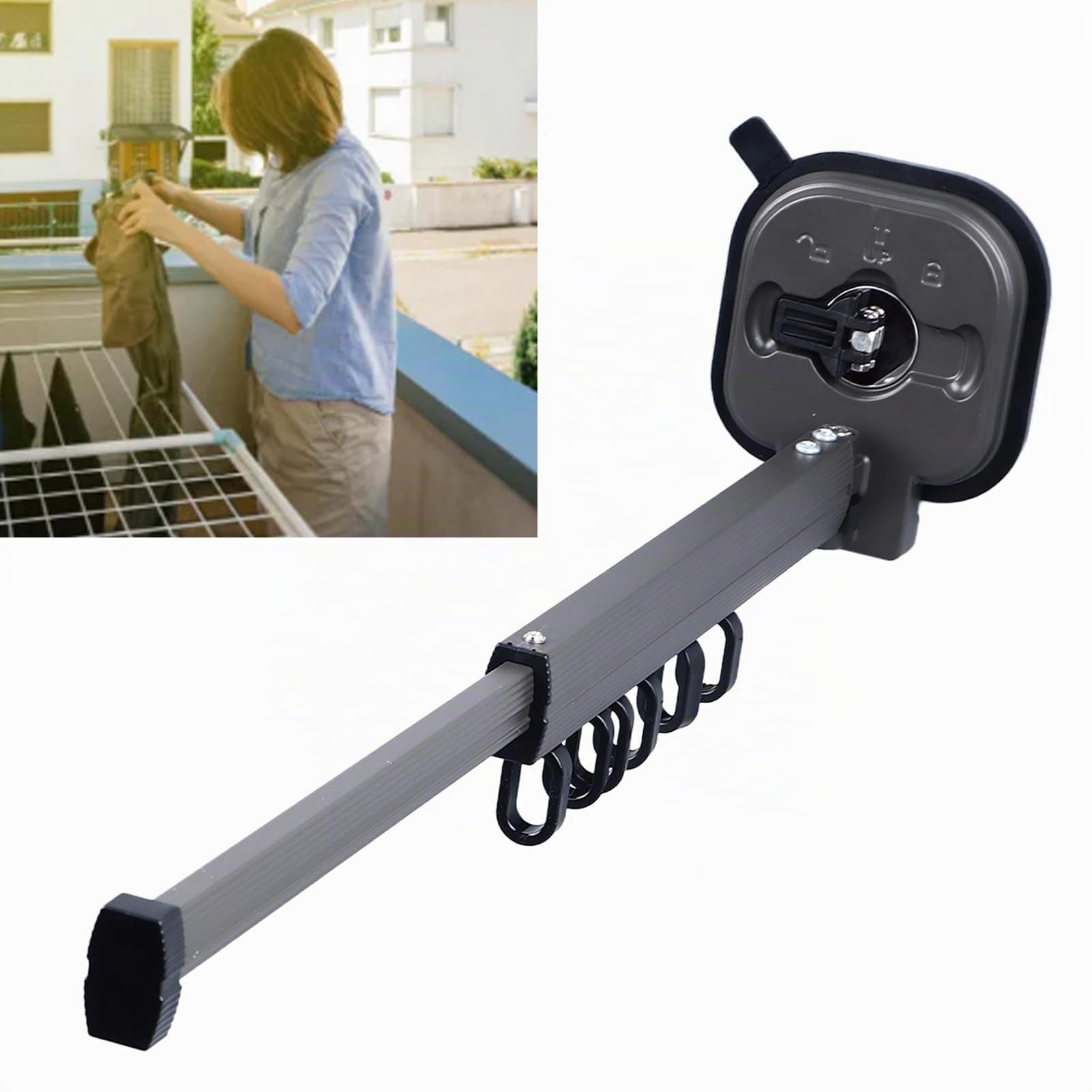 Mumusuki Stendibiancheria da Parete, Stendino da Parete Retrattile con Ganci, Portatile Stendino da Muro Girevole a 360° con Ventosa, per Balcone, Lavanderia, Bagno, Travel, Dormitorio, Idee Regali