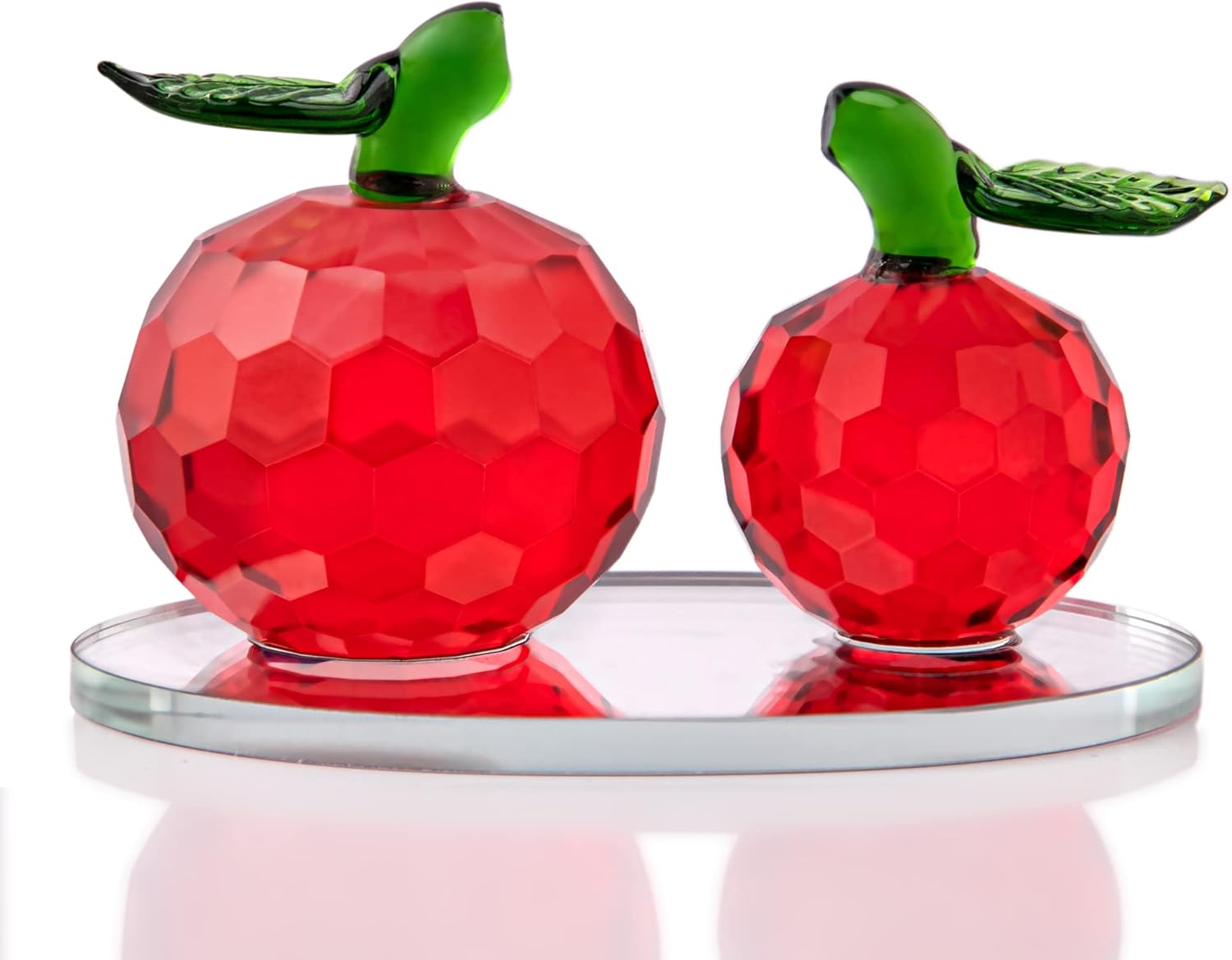 Crystal Faceted Apples and Pineapple Figurines Collectibles, Glass Fruit Paperweight Ornament with Base for Home Table Decor : Office Products