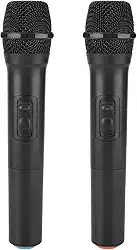 Cryfokt Microfone Sem Fio Recarregável, de Microfones Sem Fio de Mão Duplo e Profissional Dinâmico, Com Antena Receptora para Festa na Igreja Cantando karaokê, Microfone de Mão Sem Fio