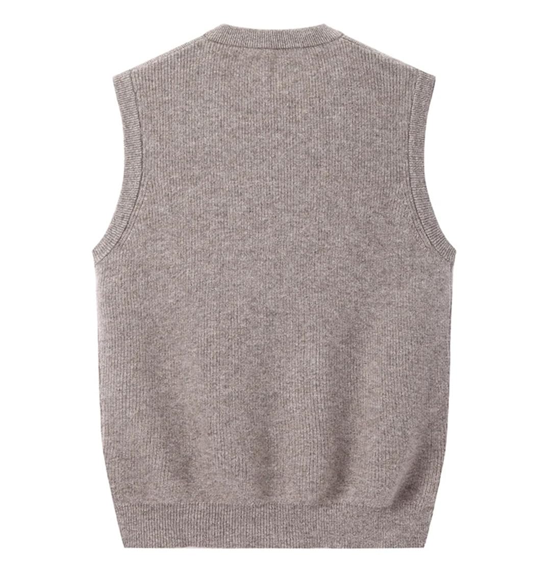 Chaleco de invierno para hombre, de cachemira, grueso, cuello en V, chaleco de punto sin mangas