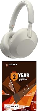Sony WH-1000XM5-SILVER Wireless Over-Ear Noise Canceling Headphones - Silver with 2 Year Amber Protection Plan 2022