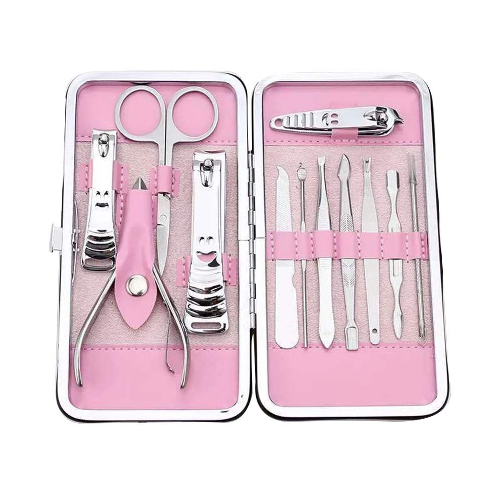 PURRL 12 pz/Lotto Set Manicure Professionale con Custodia in Acciaio Inox Nail Clipper Cutter Trimmer File Scissor Pedicure Kit Toe Tool Kit Little Surprise
