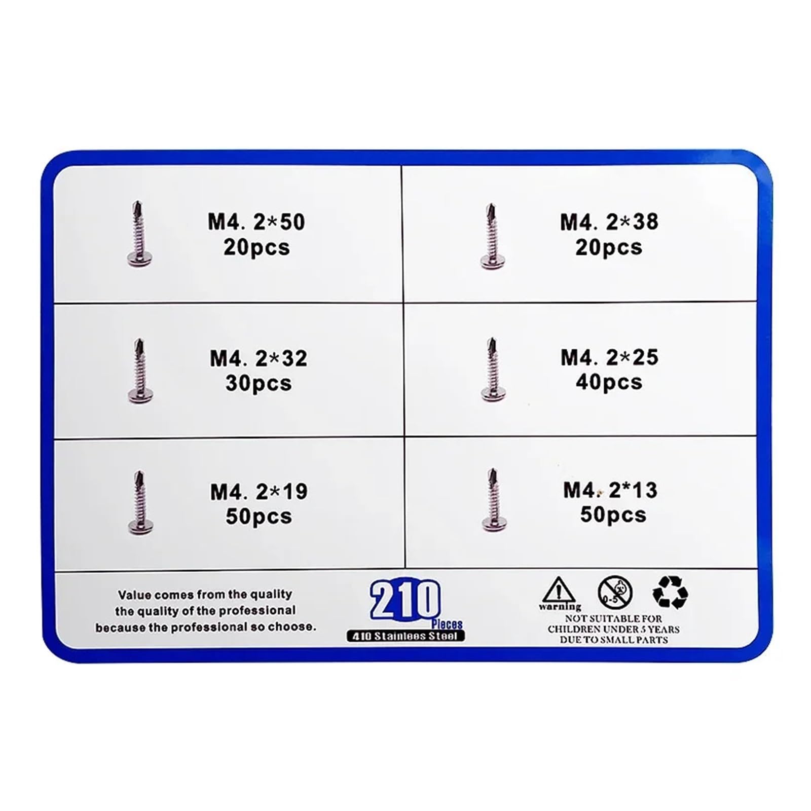 Vis Autoperceuses À Grande Tête Ronde En Acier Inoxydable 210, M4.2, 410 Pièces
