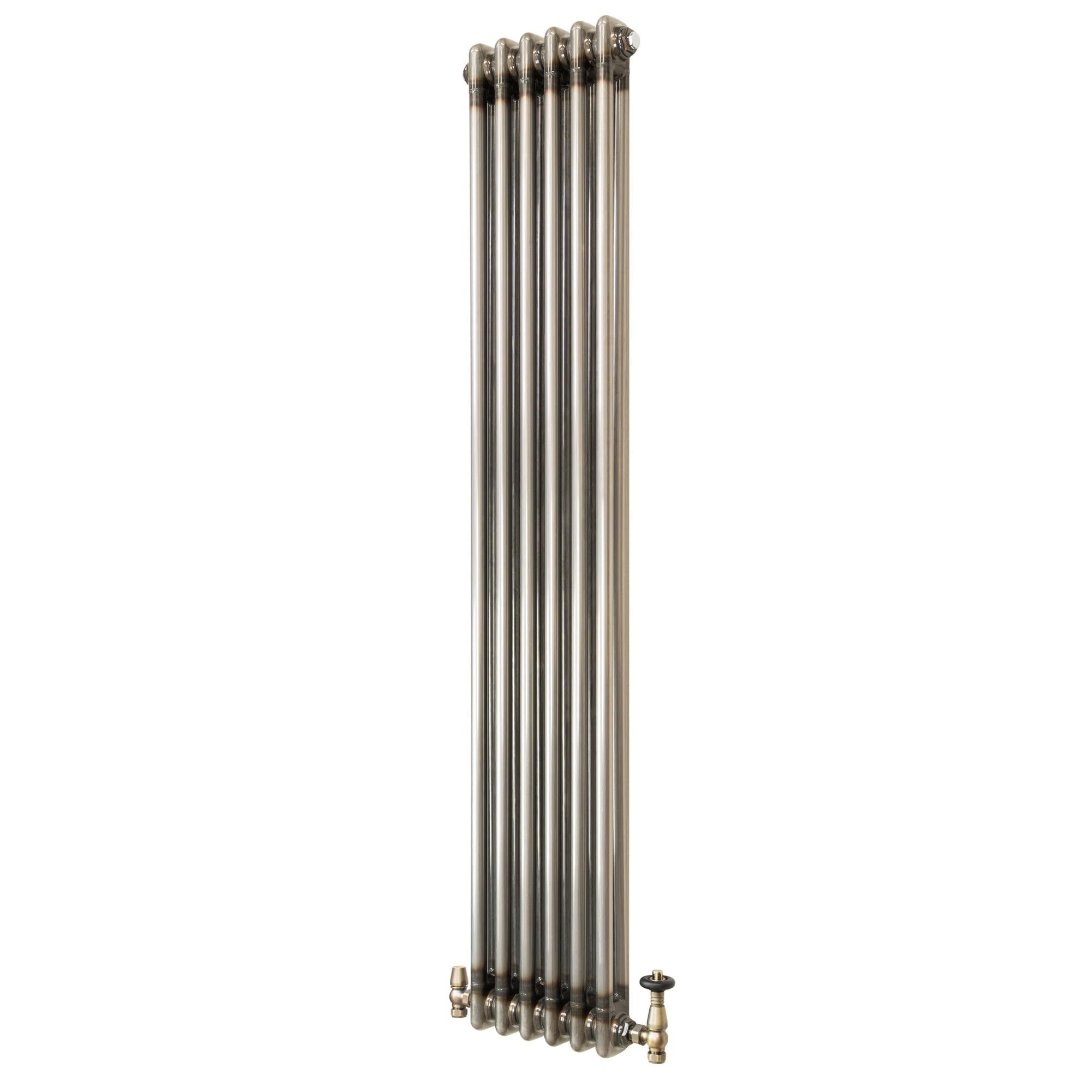 Monstershop Unisex Silver Traditional 2 Column Radiator & Valves – 1500Mm X 290Mm - Raw Metal In