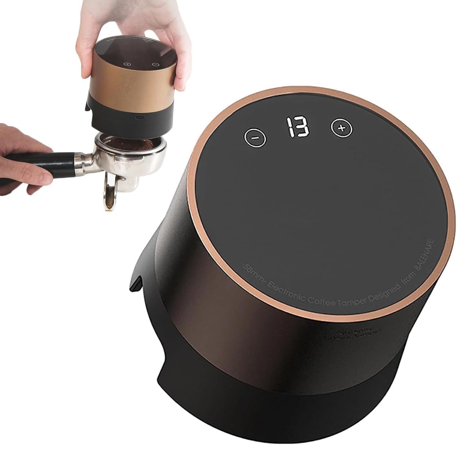 Inteligentny elektryczny młotek do kawy w proszku, automatyczna mini podkładka do kawy espresso, z 20 regulowanymi ustawieniami i ekranem dotykowym LCD, szybkim buforem 1s, do kawy
