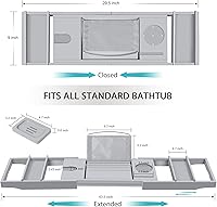 Vista 6 de Bandeja de bambú para bañera (no plegable, gris)