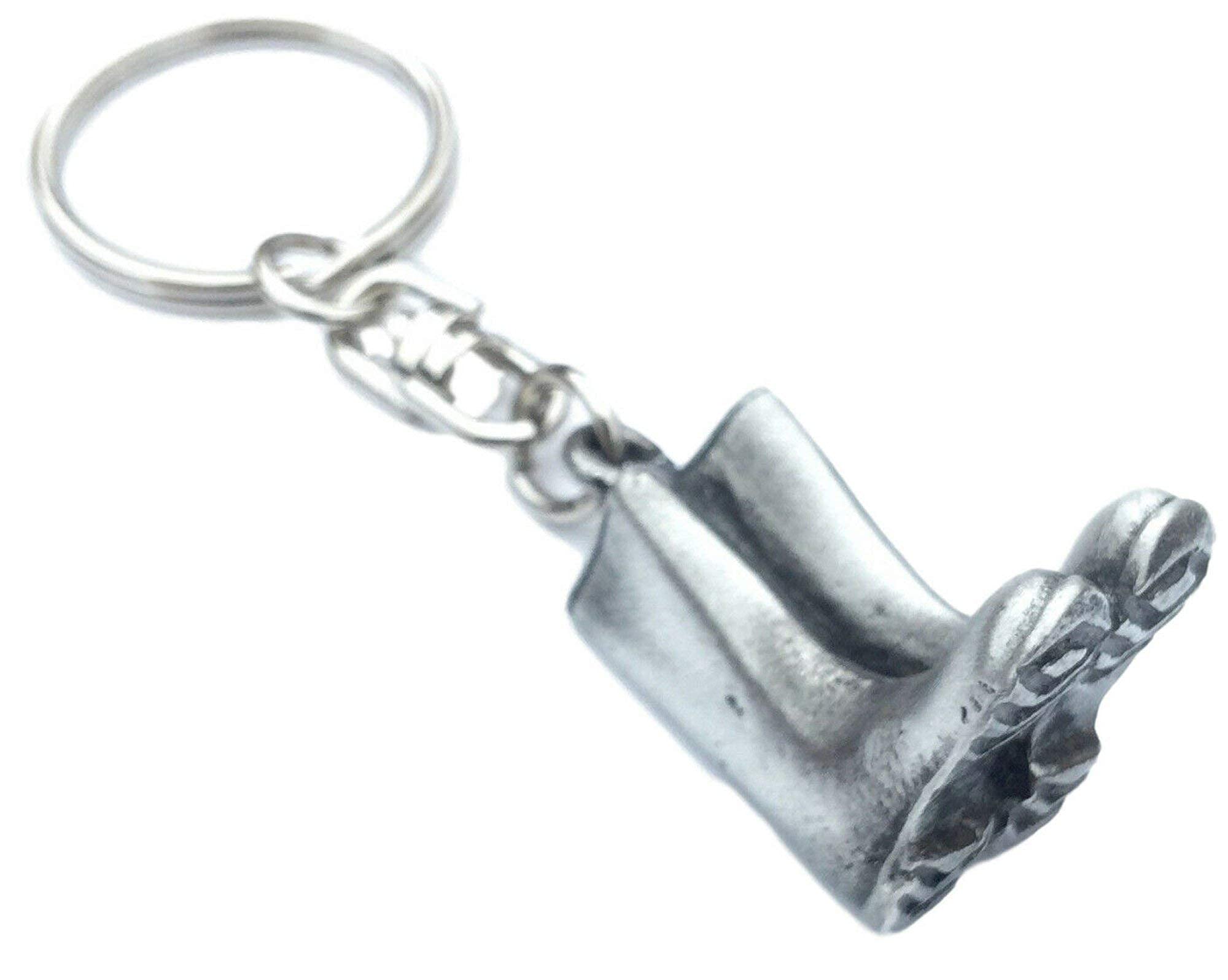 Emblems-gifts Wellies Handmade Pewter Keyring + Badge + Organza Bag