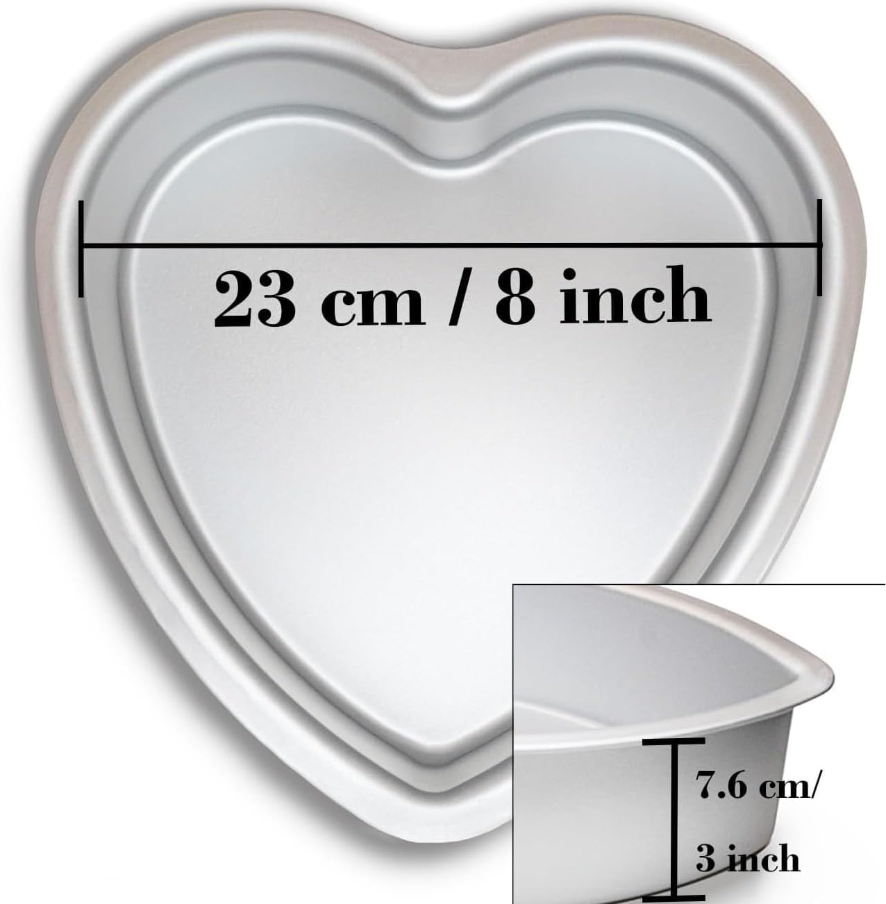 Heart Shaped Cake Pan 8 x 3 Inch, Aluminum 8 Inch Heart-shaped Cake Tin Baking Pans for Birthday, Valentines' Day, Wedding, Anniversary