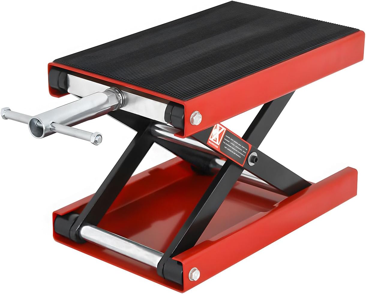 Smartxchoices Motorcycle Lift 1100 LB Capacity Wide Deck Motorcycle Center Scissor Lift Jack Hoist Stand for Street Bikes Cruisers Touring Motorcycles ATVs