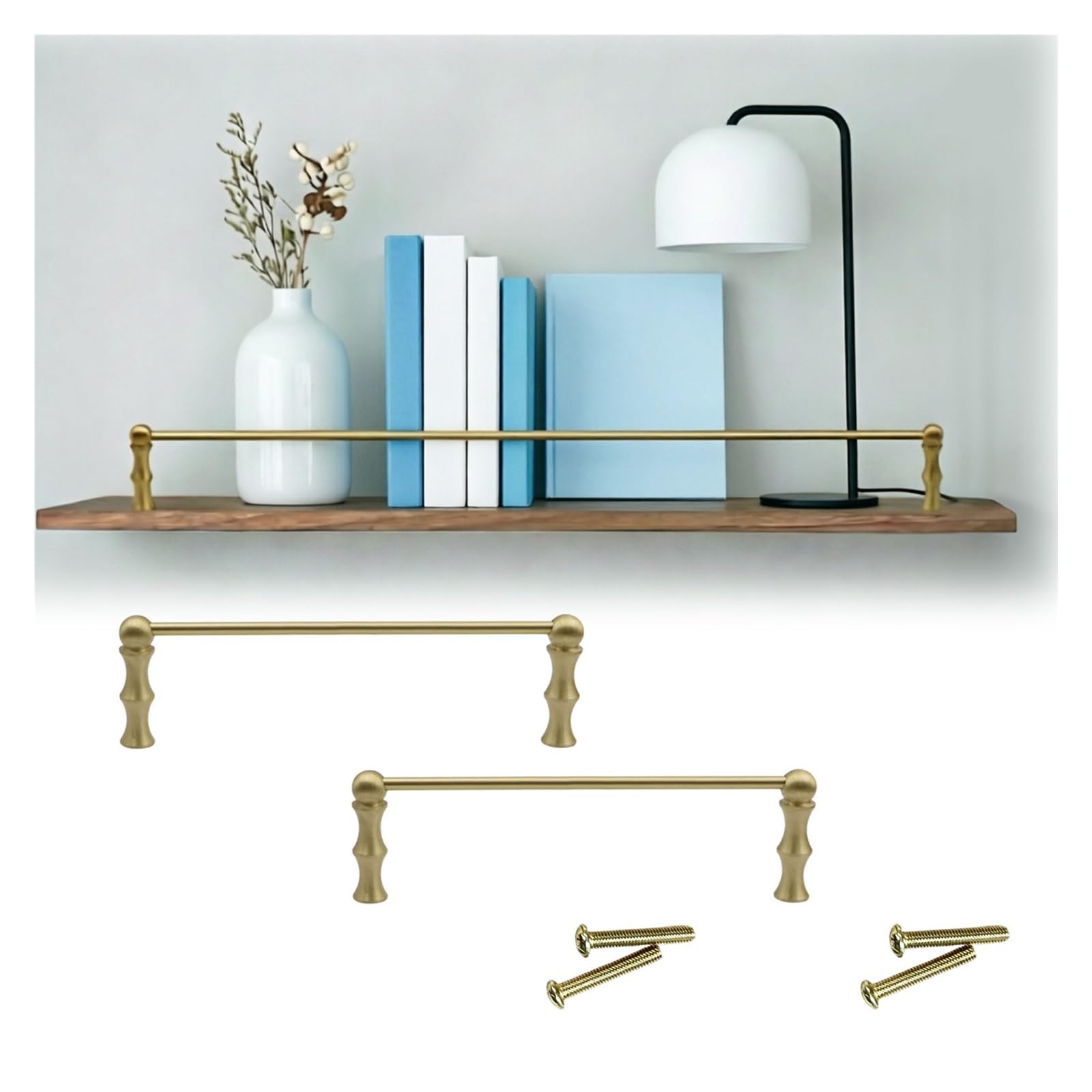 Shelf Plate Rail with Spindles, Picture Frames/Books/Small Plants Solid Metal Tipping Railing, Anti-Fall Guardrail Bar Vintage(2pcs,47in/119cm)