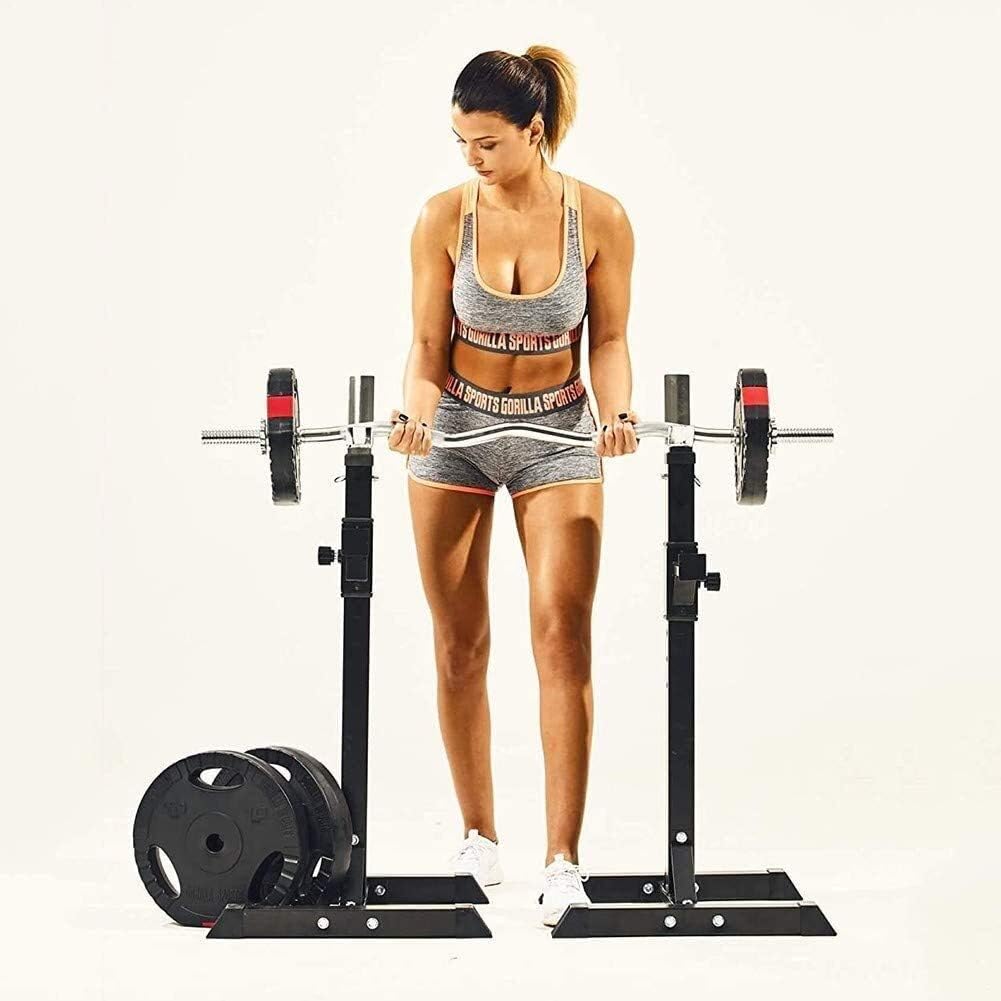 Squat Barbell Free Bench Press Stands Home Gym Adjustable Gym Squat Barbell Power Stand Weight Lifting Rack for Indoor Outdoor Gym Fitness Stretching Training Maximum Load 250 kg