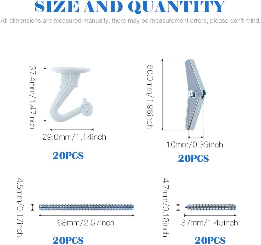 TOP оƒƒERS Glarks 20 Sets/80Pcs 1 Inch Heavy Duty Swag Hook Ceiling Hook with Steel Bolts and Toggle Wings for Hanging Ceiling Installation Cavity Wall Fixing, White Enamel Finish Flаѕh Dеаlѕ - 80% оƒƒ Glarks 20 Sets/80Pcs 1 Inch Heavy Duty Swag Hook Ceiling Hook with Steel Bolts and Toggle Wings for Hanging Ceiling Installation Cavity Wall Fixing, White Enamel Finish