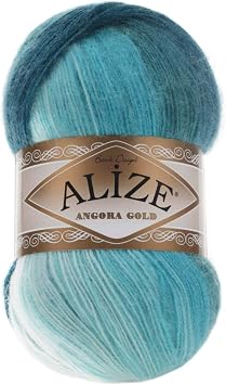 20% Wool 80% Acrylic Soft Yarn Alize Angora Gold Batik Thread Crochet Lace Hand Knitting Turkish Yarn Lot of 4skn 400gr 2408yds Color Gradient 1892