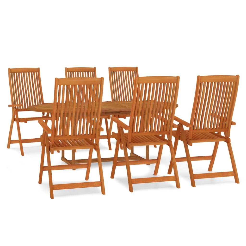 Gartenmöbel-Set, 7-teilig, Massivholz, Eukalyptus, Gartenmöbel, Tisch und Stühle, Terrasse, Set für Terrasse, Außenhof, ohne Fußstützen