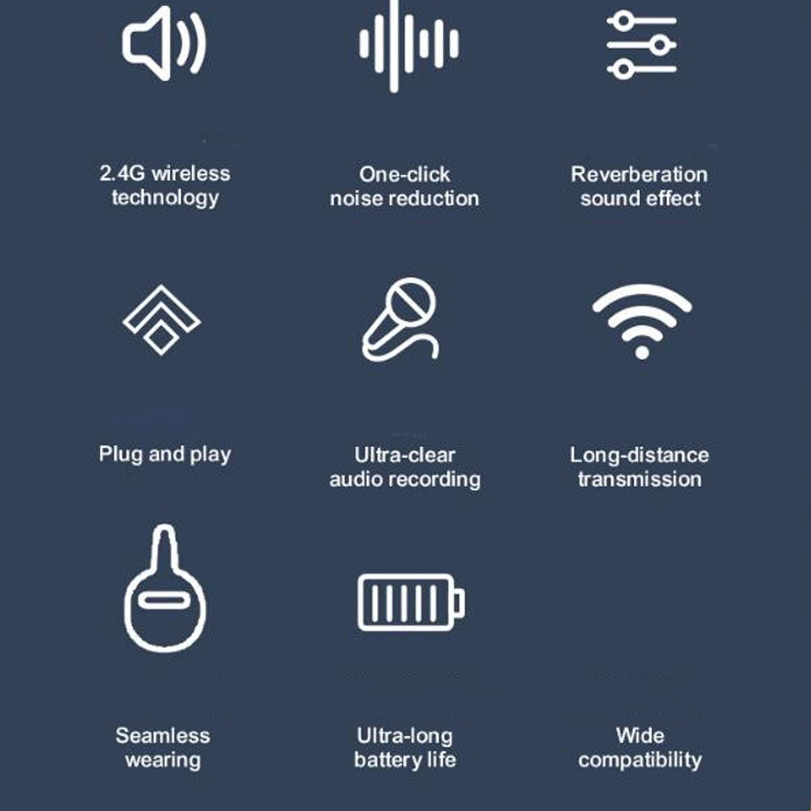 Bnineteenteam Microfono Lavalier Wireless, Microfono con Riduzione Attiva del Rumore con Connessione 2.4G, Ideale per Creatori di Contenuti e Streaming Live