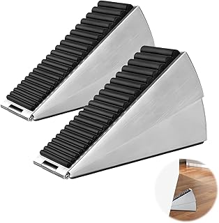 2Pcs Heavy Duty Door Stoppers for Bottom of Door Stop, Adjustable Large Door Stopper with Spring, 3 Inches High Tall Rubber Door Stopper Wedge for Hotel Door Hardwood Concrete Tile