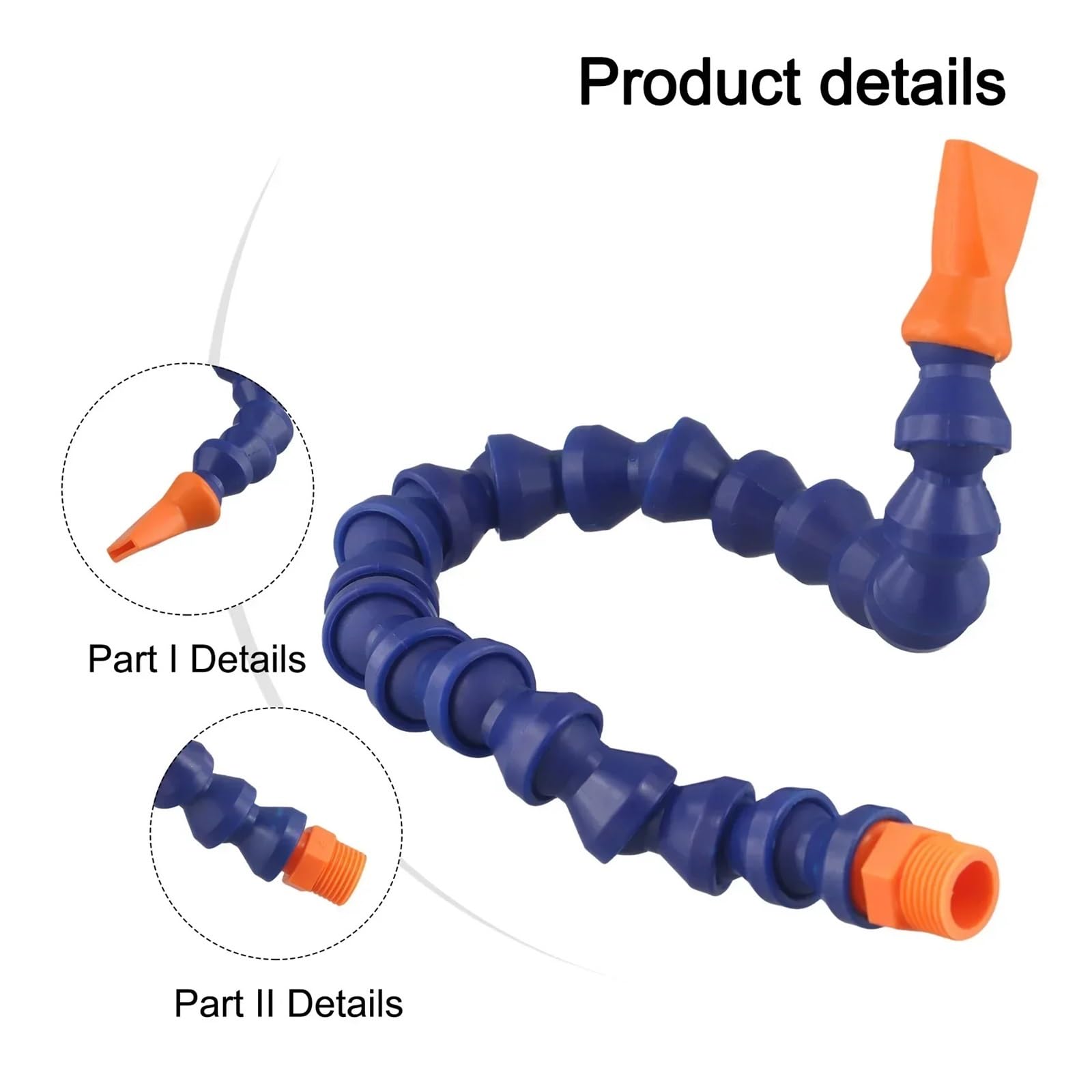 Gewindeschlauch für Wasser-Öl-Kühlmittel Kunststoff-Kühlmittelschlauch for CNC-Drehmaschine, Fräsmaschine, Blau, 30–60 cm(Switch (Flat Mouth))