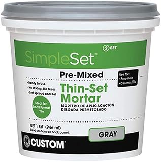 CUSTOM SimpleSet Pre-Mixed Thin-Set Mortar 1 Qt Gray - No Mix Tile Adhesive for Ceramic Porcelain Stone