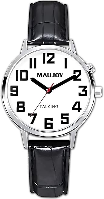 Premium English Talking Watch Clear & Loud Voice, Announces Time, Date & Alarm for Elderly, Visually Impaired or Blind Users
