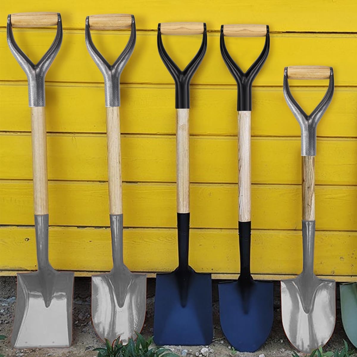 Shovel Y Grip Handle 3.1cm Inner Diameter Metal Shovel Replacement Handles Garden Accessories Handles with Wooden Grip for Digging Raking Tool （Silver）