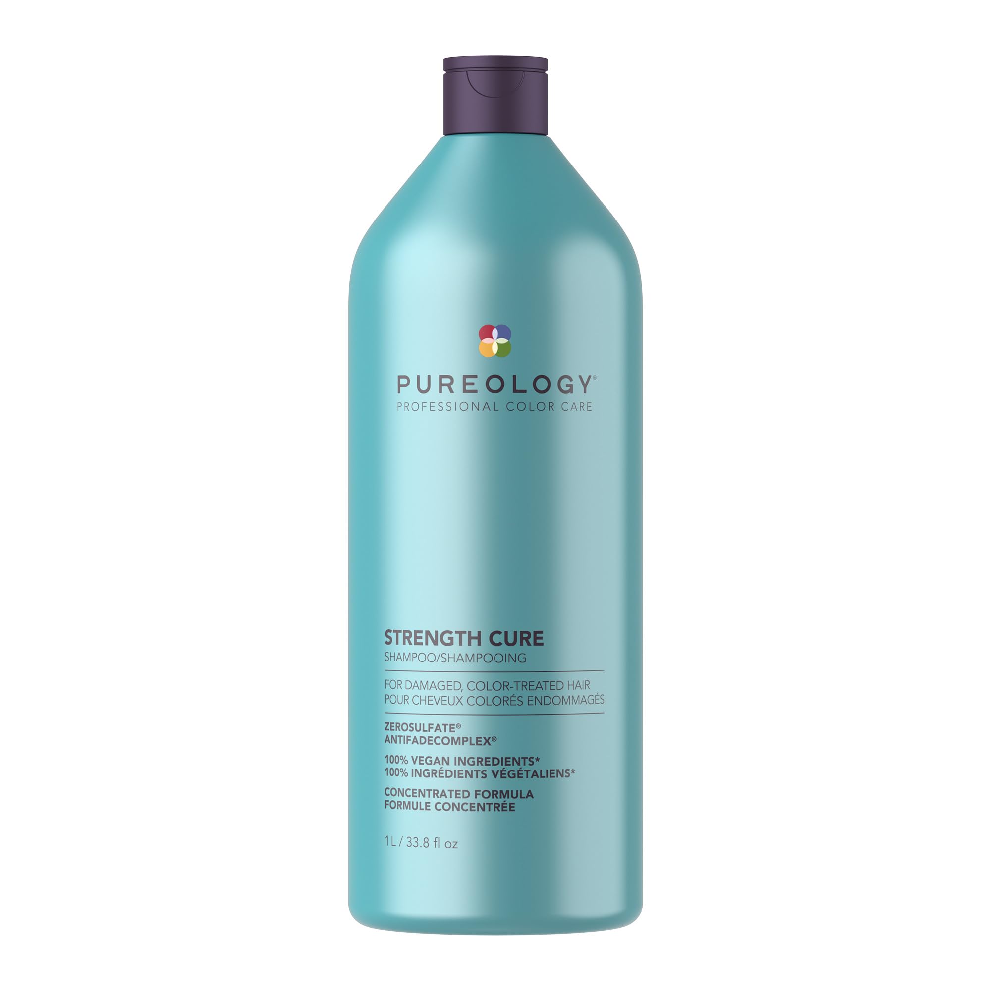 Pureology Strength Cure Shampoo - For Damaged or Color Treated Hair, Hair Strengthening & Prevents Breakage, Seals Split Ends, Vegan & Sulfate-Free