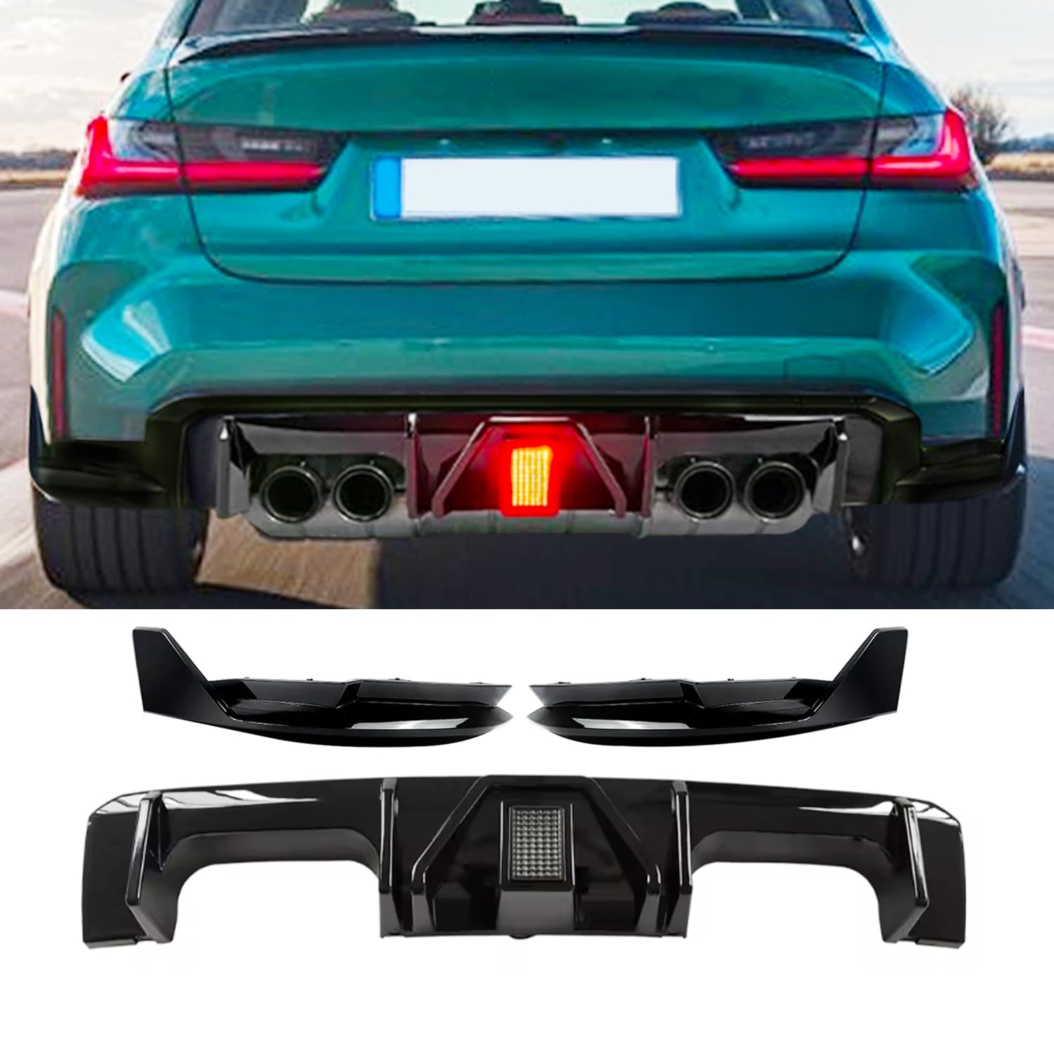 Led Rear Diffuser Lamp LED Rear Diffuser Rear Diffuser Lip Kit For 2021-2024 BMW G80 M3 G82 ...