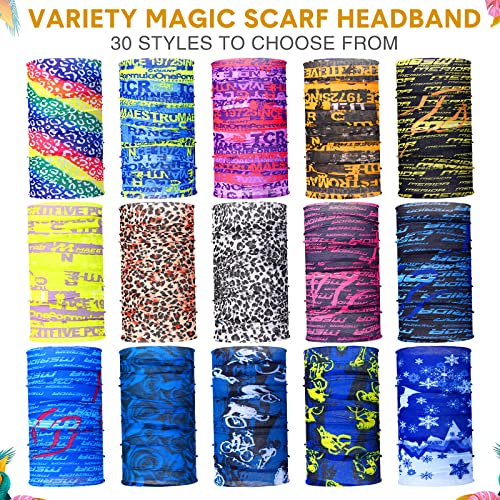 Image of Tarpop 12 /30 Pcs Neck Gaiters Scarf Elastic Wrap Headband Sweat Absorbing Bandana for Women Men Sports Yoga Running