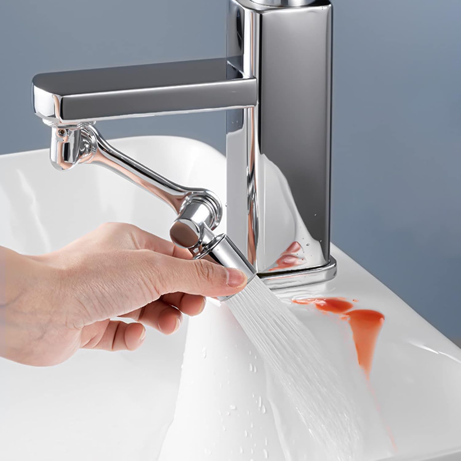 Universal Rotating Faucet Extender 1080° Large-Angle Rotating Robotic Arm Water Nozzle Faucet Adaptor, Faucet Aerator,Splash Filter Kitchen Tap Extend,Faucets Bubbler( with 5 tap adapters )