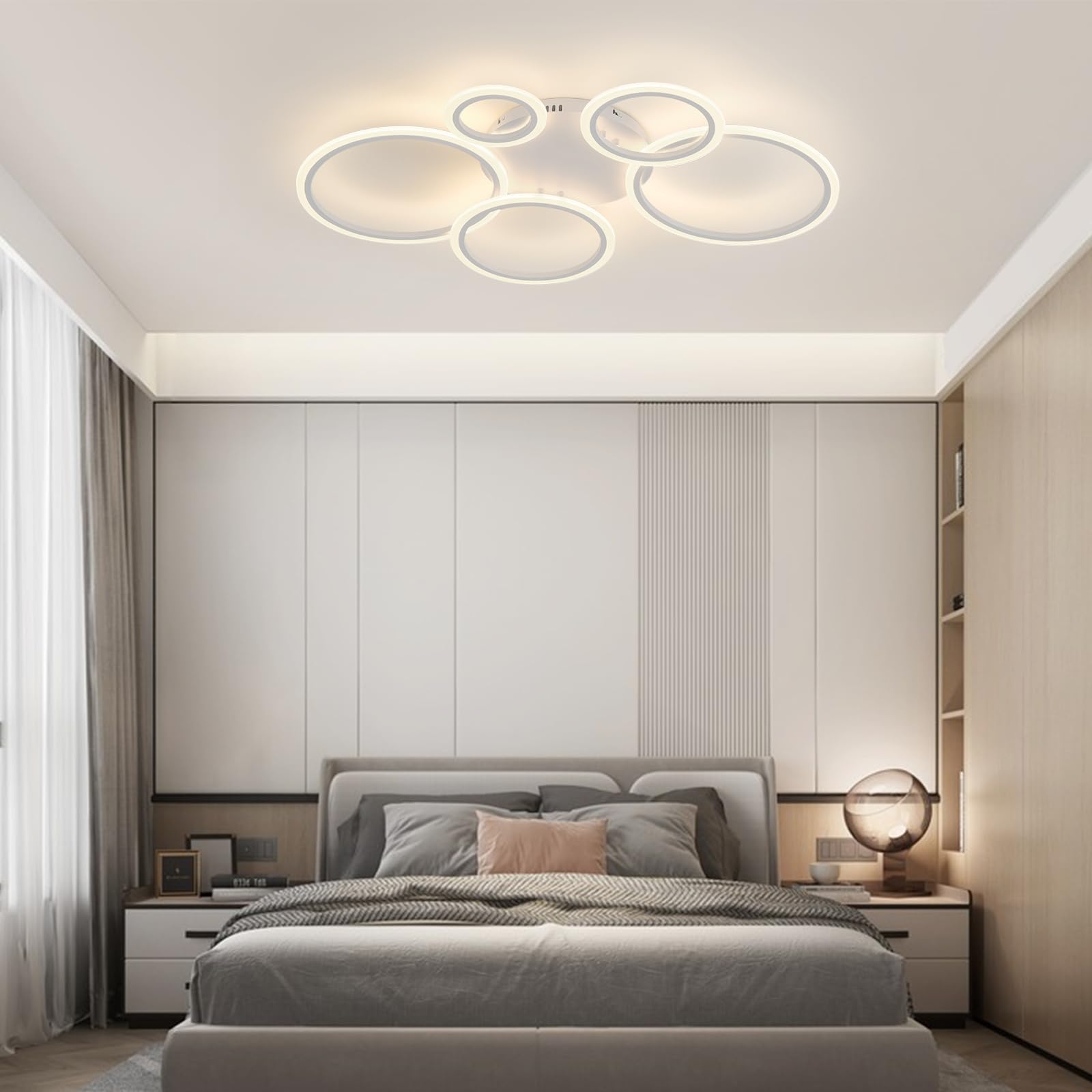 Lampada da soffitto dimmerabile, 100CM Plafoniere LED 60-120W a risparmio energetico con app, telecomando, cambia colore, per soggiorno, camera da letto, cameretta dei bambini