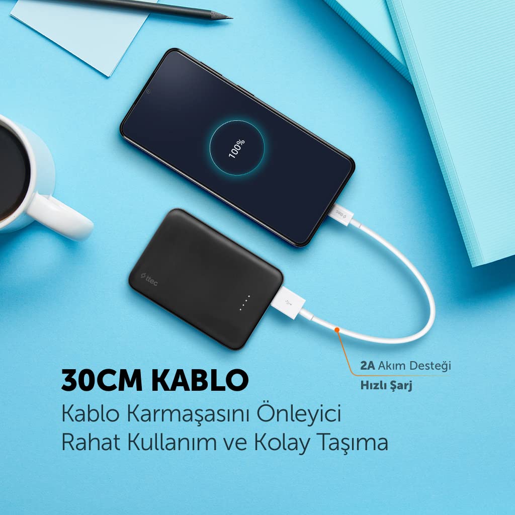 ttec MiniCable 30cm USB-A - USB-C Şarj Kablosu
