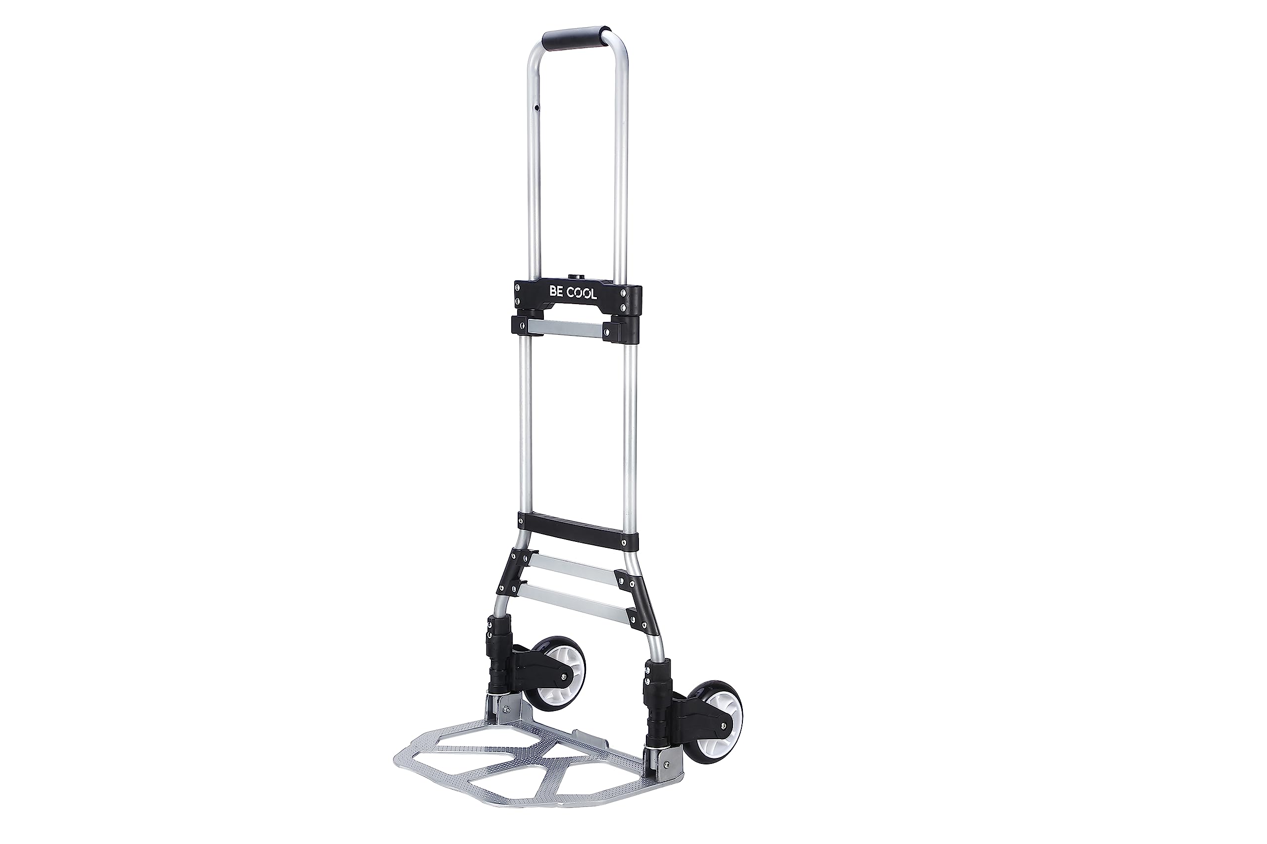 BE COOL Carretilla Plegable de Aluminio, Capacidad de Carga de hasta 80 kg, Resistente, Ajustable, manejable y portátil
