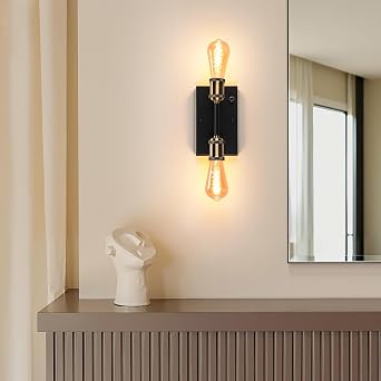 Lightess Bathroom Wall Sconce with Switch Dimmable Farmhouse 2-Light Copper