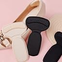 Bluwings Self-Adhesive T-Shape Heel Cushion Inserts Comfort Shoe Insoles Reusable Foot Care Protector Heel Liners for Womens and Mens (1 Pair Black + 1 Pair Beige) gallery image
