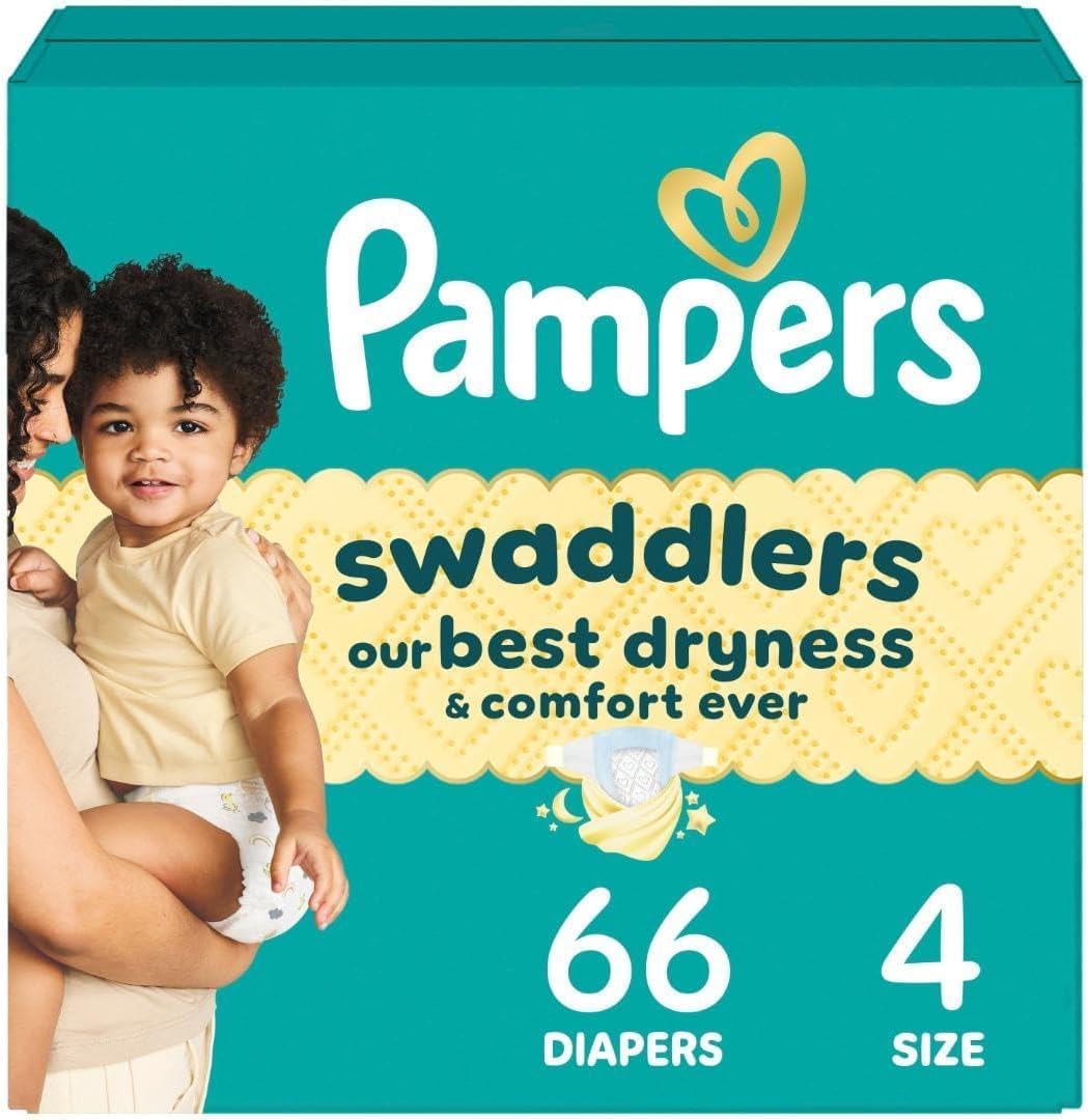 Diapers Size 4, 66 Count - Pampers Swaddlers Disposable Baby Diapers, Super Pack (Packaging May Vary)