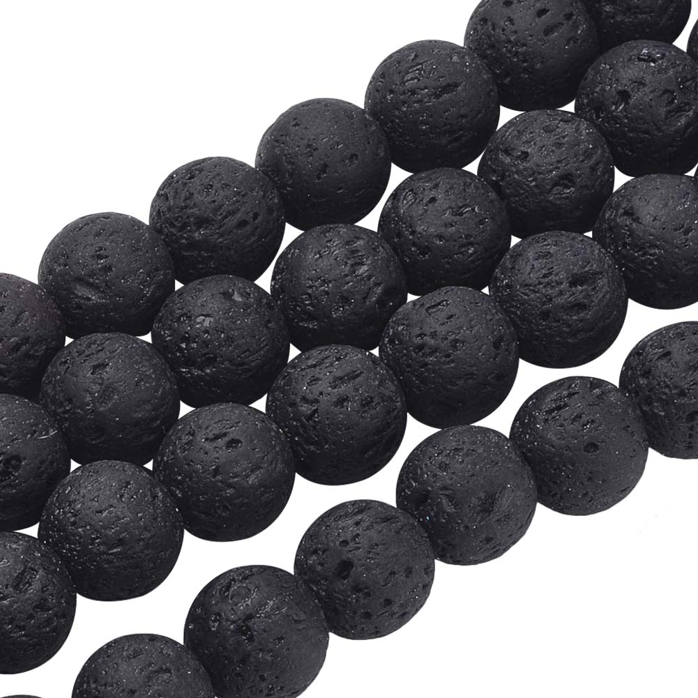 PH PandaHall 600pcs 6mm Lava Beads Natural Undyed Black Lava Bead Round Lava Stone Beads Chakra Bead Loose Beads Lava Beads Energy Beads Black Gemstone Beads Lava Beads for Jewelry Making Bulk
