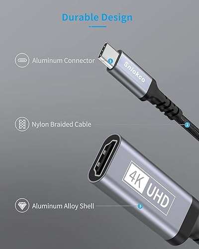 Miniatura 6 de Adaptador USB C a HDMI adaptador Sniokco tipo C a HDMI para oficina en casa compatible con MacBook Pro MacBook Air Pixelbook Surface Pro Pad Air XPS
