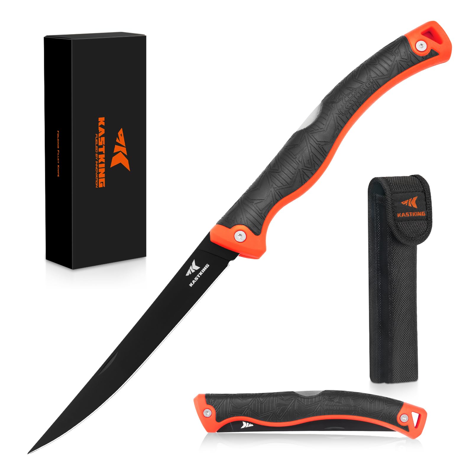 Folding Fillet/Fishing/Camping/Hunting Knife, Razor Sharp G4116 German Stainless-Steel Blade, Non-Slip Handles, 13 ½ inch overall Length, only 7 ½ inch folded, Includes Sheath