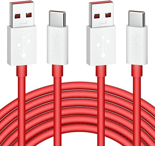 Jelanry Paquete de 2 cables USB tipo C de 6 pies para OnePlus 8 Pro, 80 W 65 W para SuperVOOCWarpDash cable de carga de sincronización rápida de