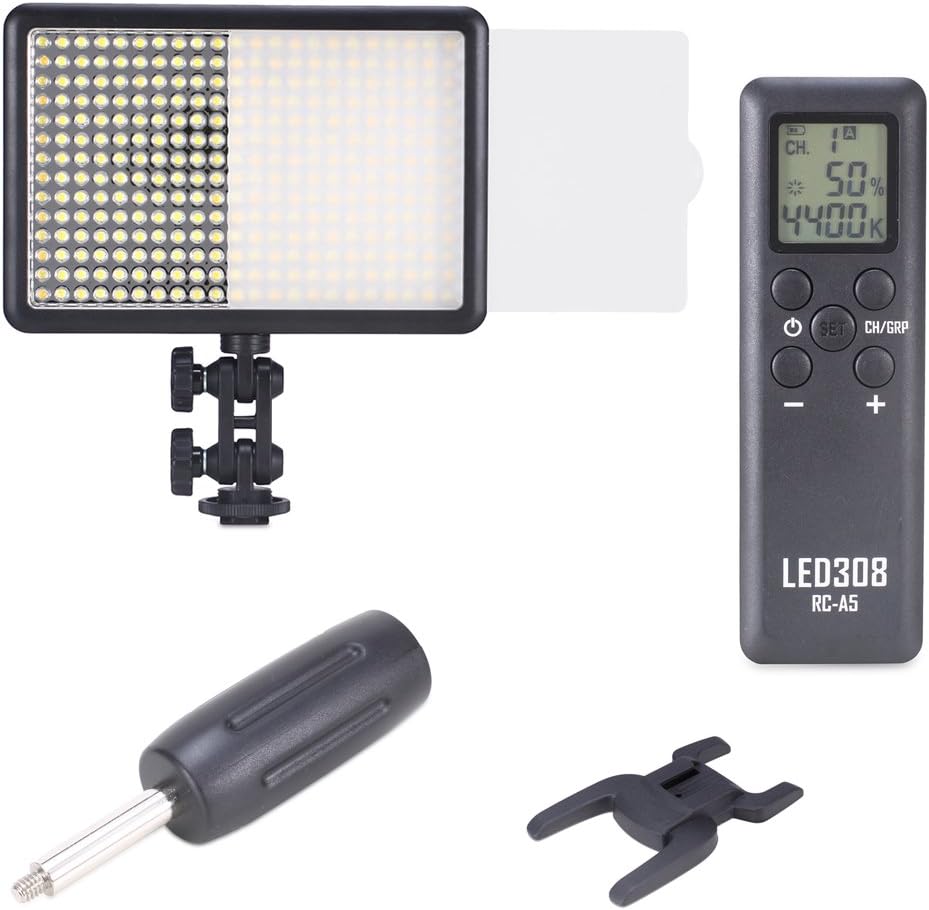 Bestlight LED308C 308PCS LED Ultra High Power Dimmable Video Light with Built-in LCD Panel for Canon,Nikon,Pentax,Panasonic,Sony,Samsung, Olympus and Other Digital DSLR Cameras or Camcorders
